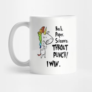 Rock Paper Scissors Throat Punch I Will Unicorn Mug